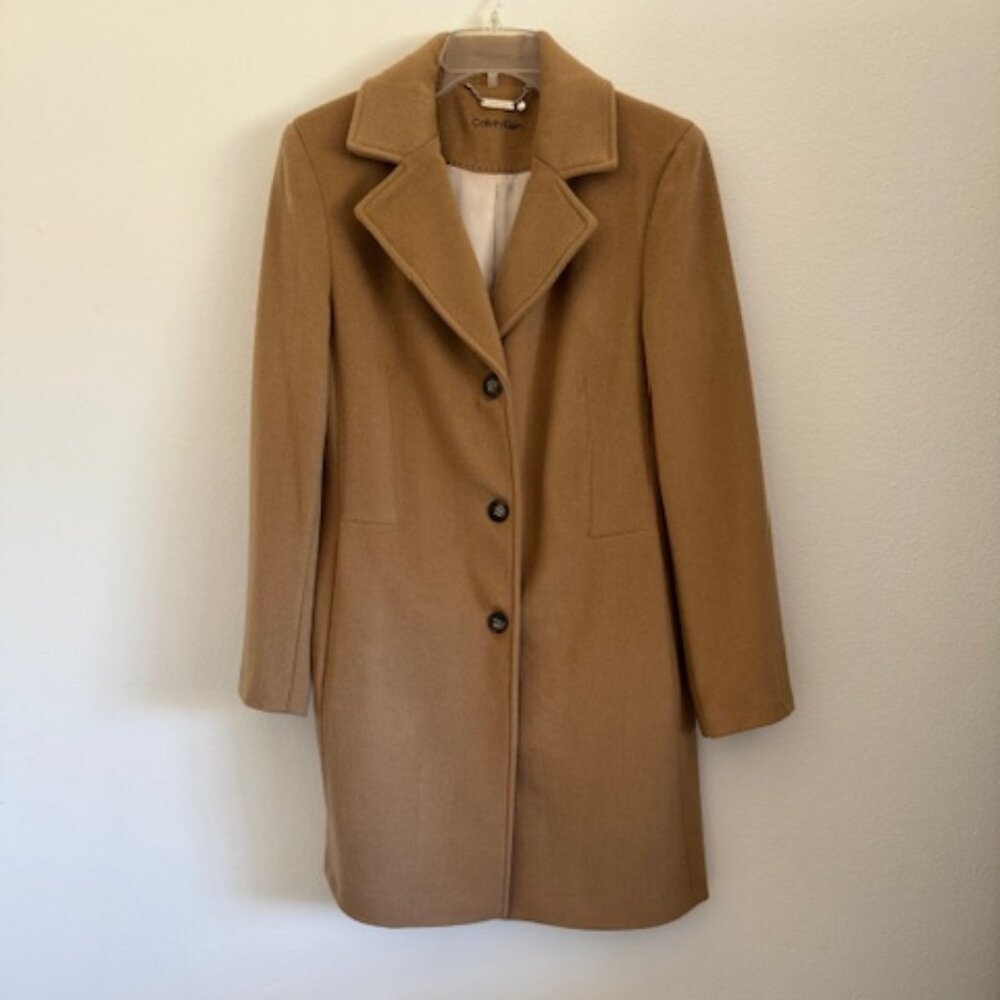 Calvin Klein Anthropologie Cashmere/Wool Blend Mid-Length Coat - Camel - Size 10